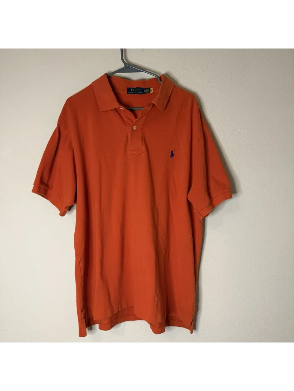 Polo Ralph Lauren Men’s 1XB Big Orange Mesh Polo Shirt Pony Logo Cotton